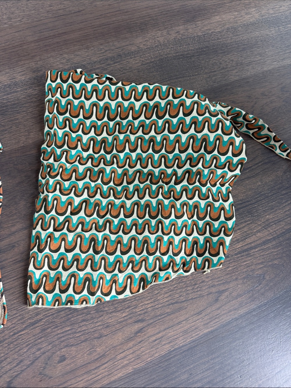 Full set Montce Groovy Retro Wave Print Bikini Set in Turquoise, Brown & Cream - Picture 8 of 14